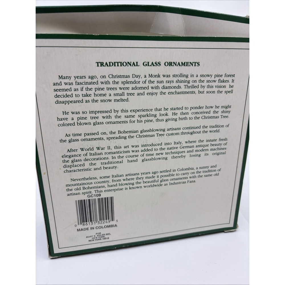 Vintage Kurt Adler Christmas Tree Glass Ornaments Decorated Tree Set Of 3 Box - Picture 5 of 6
